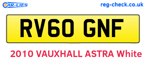 RV60GNF are the vehicle registration plates.