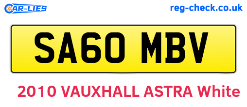 SA60MBV are the vehicle registration plates.