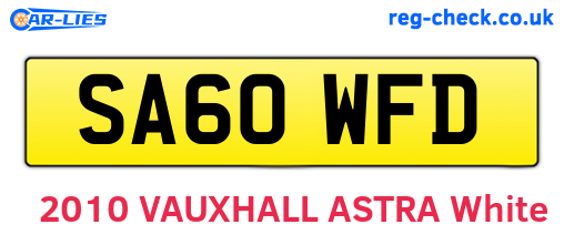 SA60WFD are the vehicle registration plates.