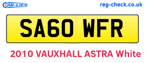 SA60WFR are the vehicle registration plates.