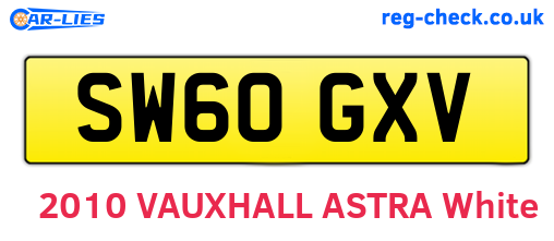 SW60GXV are the vehicle registration plates.