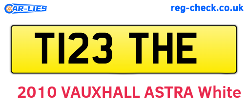 T123THE are the vehicle registration plates.