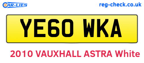 YE60WKA are the vehicle registration plates.