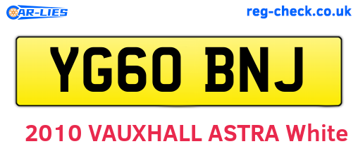 YG60BNJ are the vehicle registration plates.