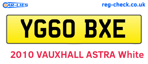 YG60BXE are the vehicle registration plates.