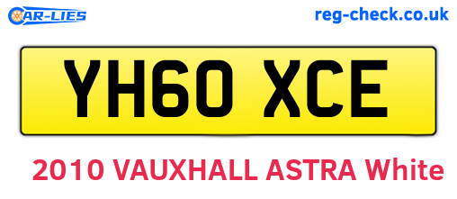 YH60XCE are the vehicle registration plates.