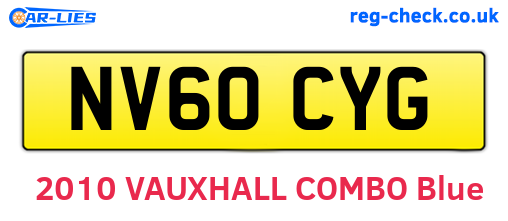 NV60CYG are the vehicle registration plates.