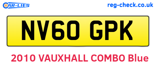 NV60GPK are the vehicle registration plates.
