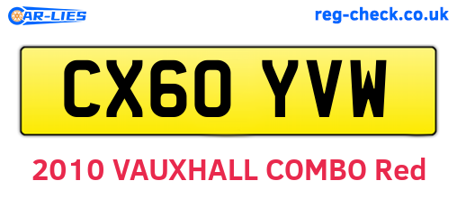 CX60YVW are the vehicle registration plates.