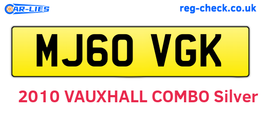 MJ60VGK are the vehicle registration plates.