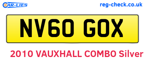 NV60GOX are the vehicle registration plates.