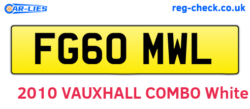 FG60MWL are the vehicle registration plates.