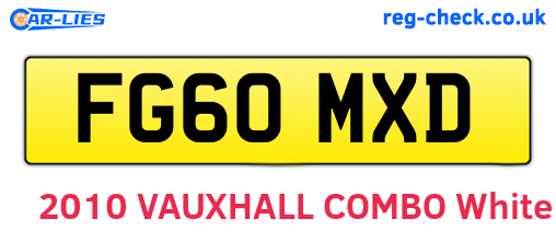 FG60MXD are the vehicle registration plates.