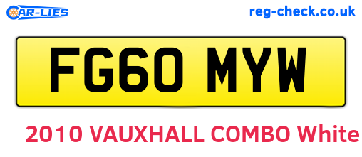 FG60MYW are the vehicle registration plates.