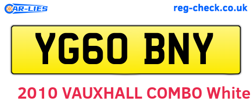 YG60BNY are the vehicle registration plates.
