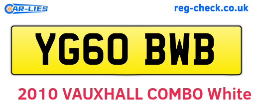 YG60BWB are the vehicle registration plates.