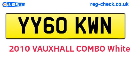 YY60KWN are the vehicle registration plates.