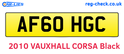 AF60HGC are the vehicle registration plates.