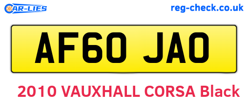 AF60JAO are the vehicle registration plates.