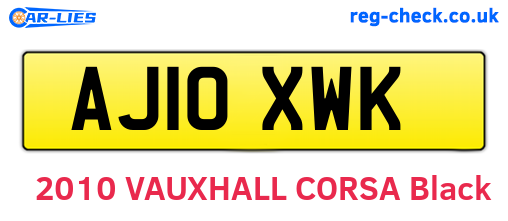 AJ10XWK are the vehicle registration plates.