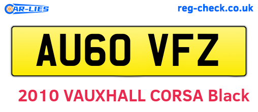 AU60VFZ are the vehicle registration plates.