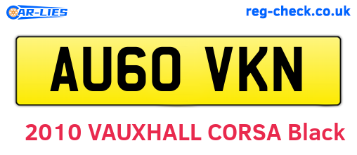 AU60VKN are the vehicle registration plates.