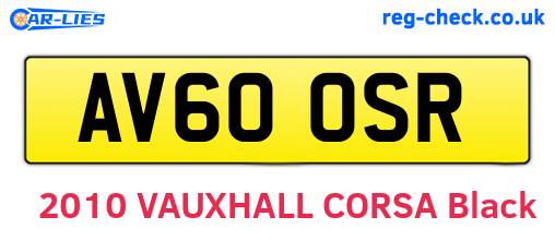 AV60OSR are the vehicle registration plates.