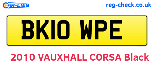 BK10WPE are the vehicle registration plates.