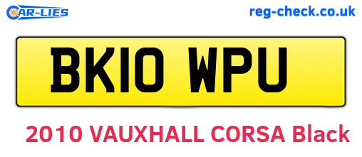 BK10WPU are the vehicle registration plates.