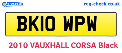 BK10WPW are the vehicle registration plates.