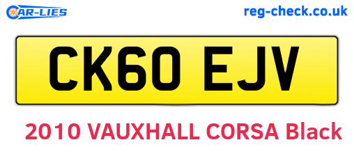CK60EJV are the vehicle registration plates.