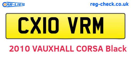 CX10VRM are the vehicle registration plates.