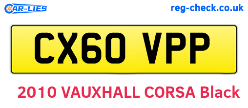 CX60VPP are the vehicle registration plates.