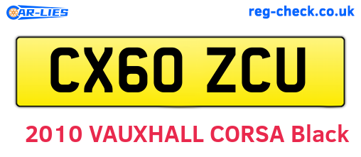 CX60ZCU are the vehicle registration plates.