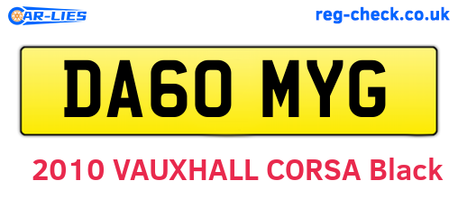 DA60MYG are the vehicle registration plates.