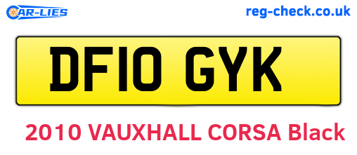 DF10GYK are the vehicle registration plates.