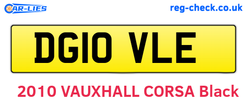 DG10VLE are the vehicle registration plates.