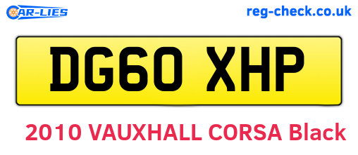 DG60XHP are the vehicle registration plates.