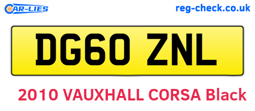 DG60ZNL are the vehicle registration plates.