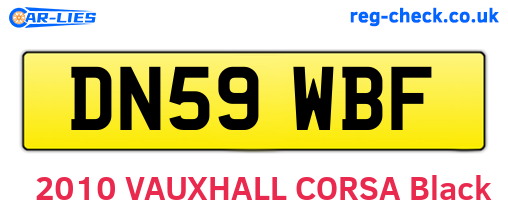 DN59WBF are the vehicle registration plates.