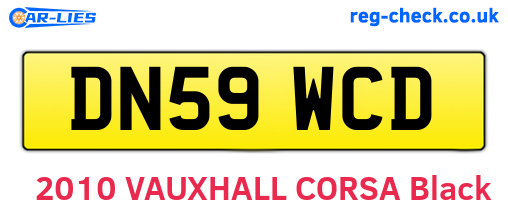 DN59WCD are the vehicle registration plates.