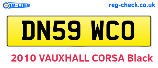 DN59WCO are the vehicle registration plates.