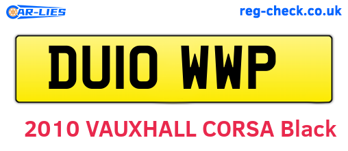 DU10WWP are the vehicle registration plates.