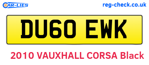DU60EWK are the vehicle registration plates.