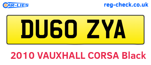 DU60ZYA are the vehicle registration plates.