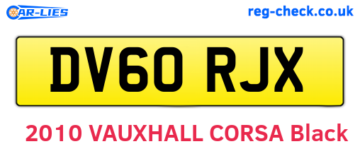 DV60RJX are the vehicle registration plates.