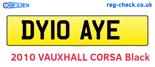 DY10AYE are the vehicle registration plates.