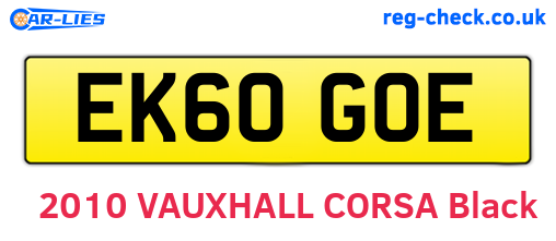 EK60GOE are the vehicle registration plates.