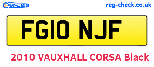 FG10NJF are the vehicle registration plates.