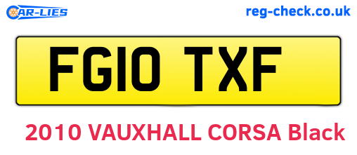 FG10TXF are the vehicle registration plates.